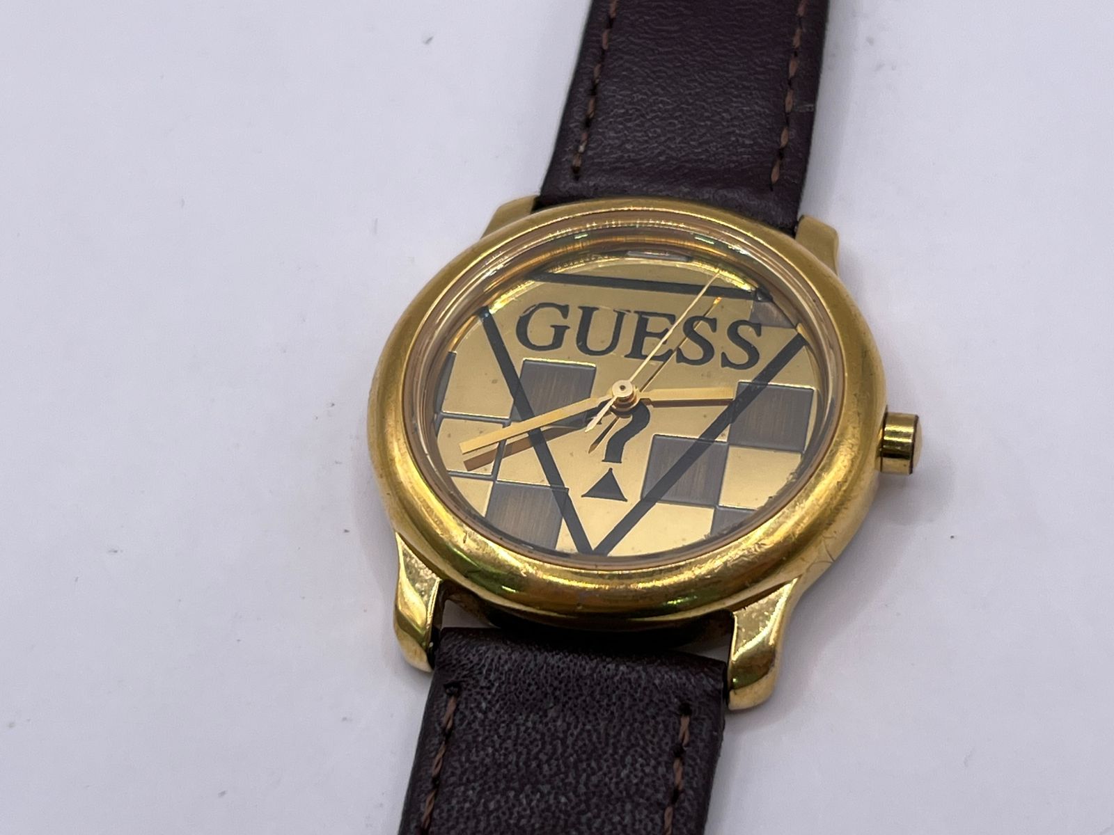 Guess Classic Chess Pattern Gold (1990s Vintage)