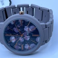 Nine West Floral Dial Matte Bracelet Watch (NW/2096BKGY)