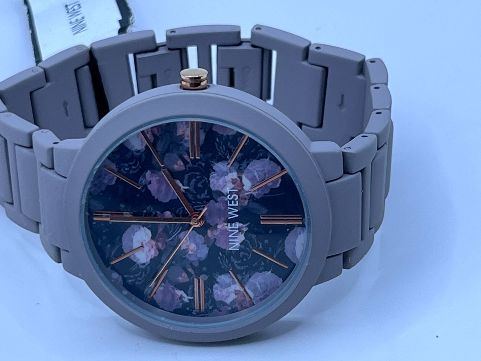 Nine West Floral Dial Matte Bracelet Watch (NW/2096BKGY)