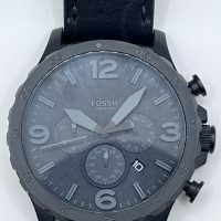 Fossil Nate Chronograph Black Leather