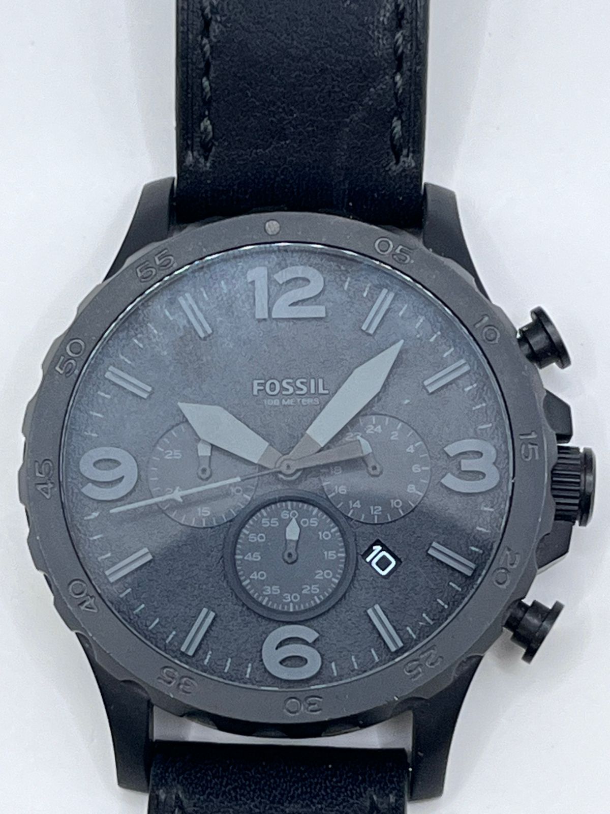 Fossil Nate Chronograph Black Leather