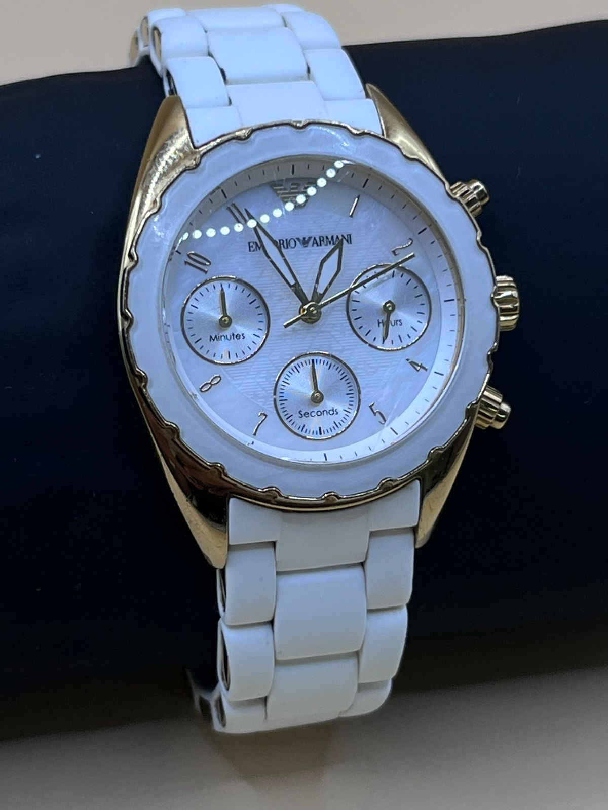 Emporio Armani White Chronograph Ceramic Watch