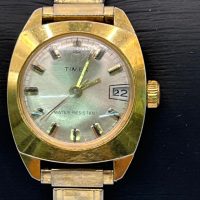 Timex Vintage Cushion Case Mechanical Gold Tone Watch