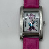 Disney Minnie Mouse Character Rectangular Pink Leather Watch