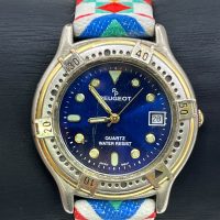Peugeot Quartz Water Resist Blue Dial Tribal Strap Watch