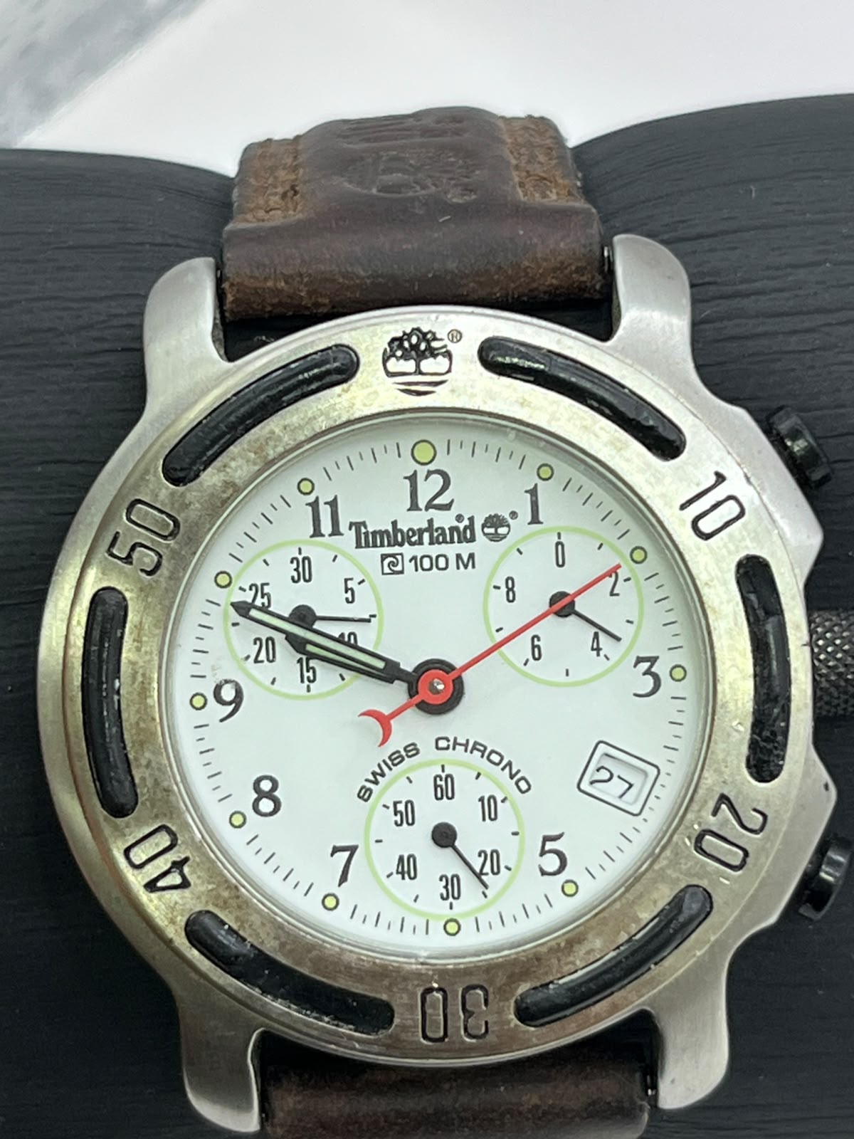Timberland Swiss Chrono 100M White Dial Brown Leather