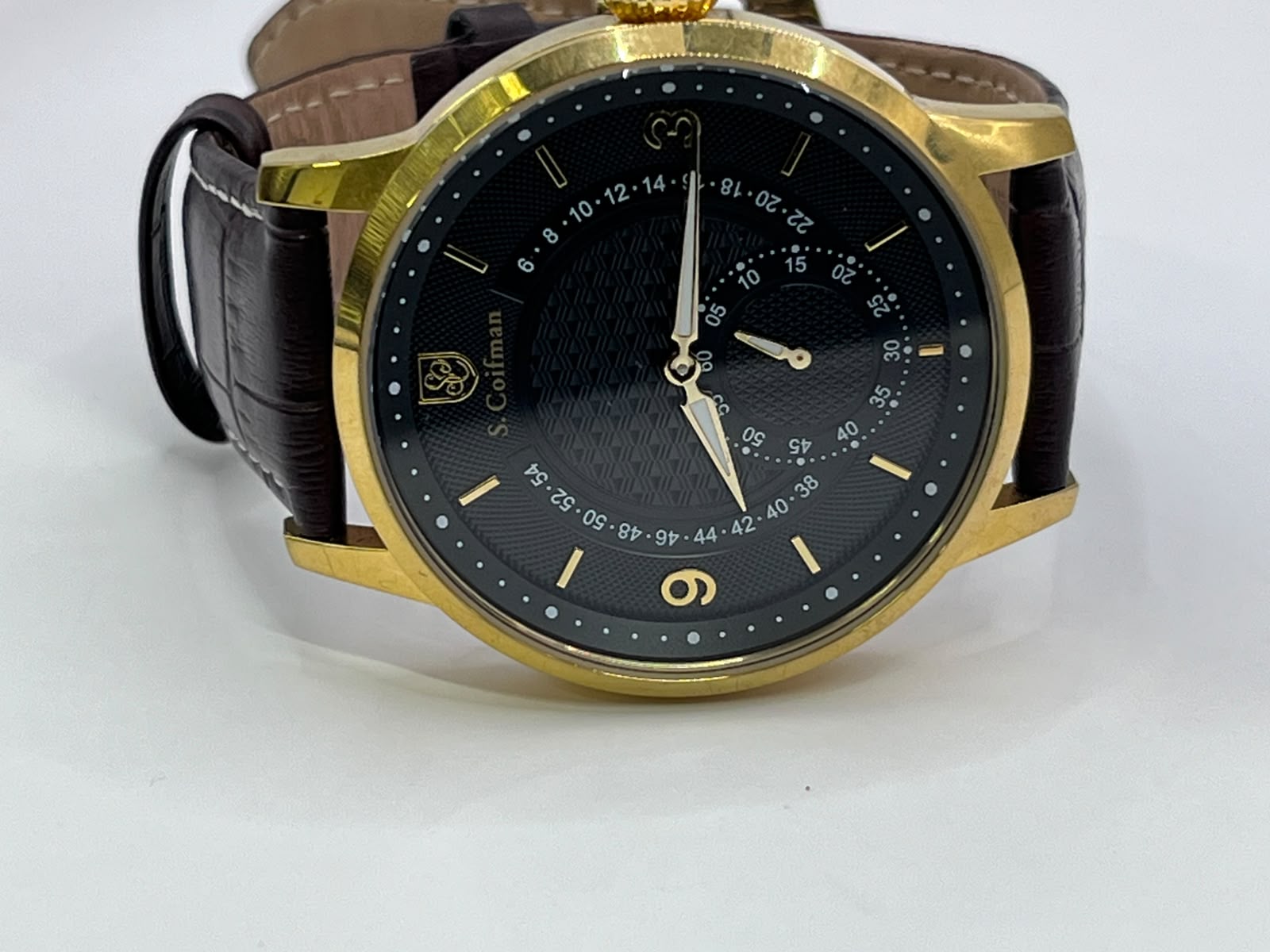 S. Coifman Heritage Quartz Black Dial Gold Tone SC0248 - Imagen 5