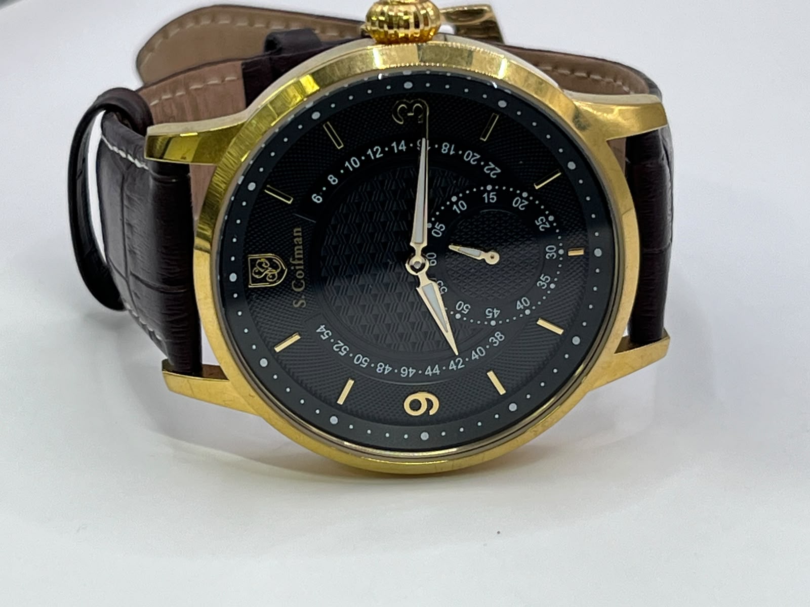 S. Coifman Heritage Quartz Black Dial Gold Tone SC0248 - Imagen 4