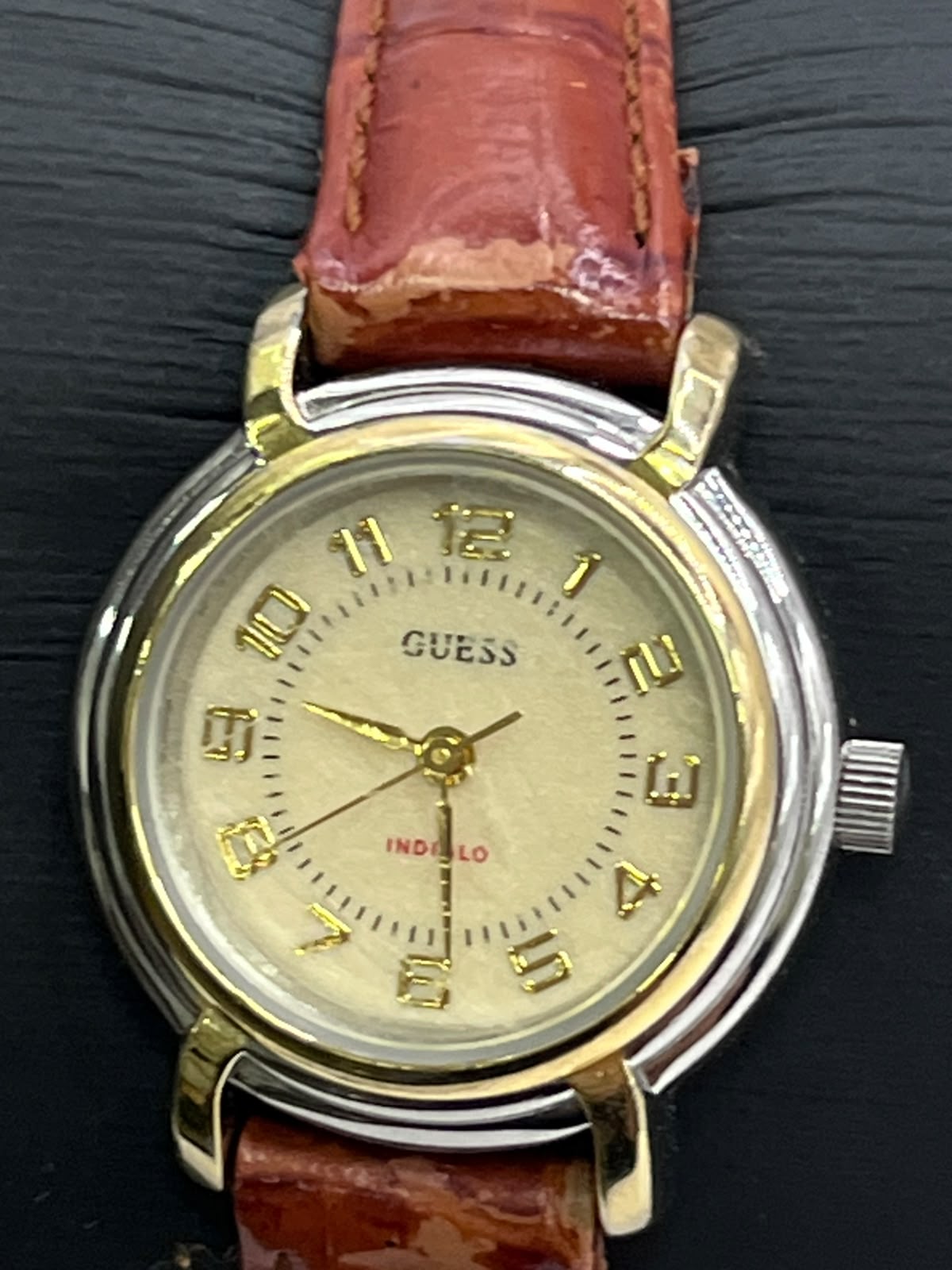 Guess Indiglo Classic Two-Tone Leather Watch