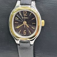 Timex Women's Oval Two-Tone Black Leather Watch TW019HL11