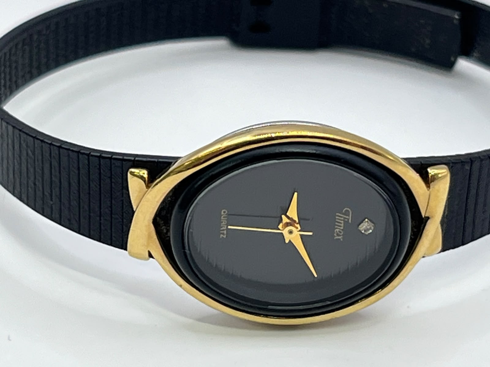 Timex Classic Oval Gold Tone Black Dial Watch