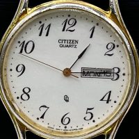 Citizen Quartz Day-Date White Dial Vintage Watch