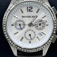 Michael Kors Bradshaw White Dial Leather Chronograph