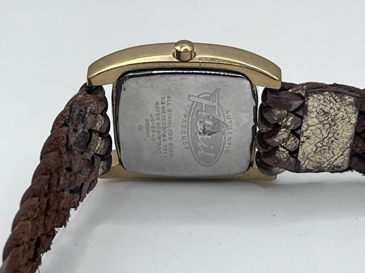 Fossil Vintage Square Gold Dial Braided Leather Strap - Imagen 5