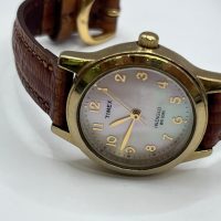 Timex Indiglo Petite Mother of Pearl Dial Brown Leather